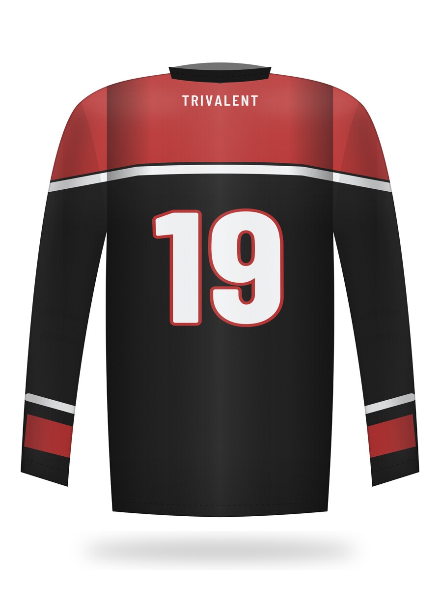 back view of custom ice hockey jerseys manufactured by Trivalent Industry