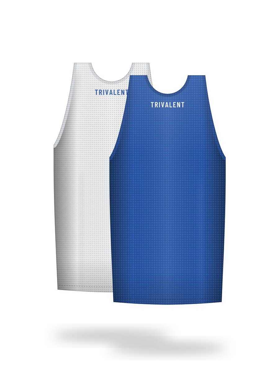 back view of custom lacrosse reversible pinnies manufactured by Trivalent Industry