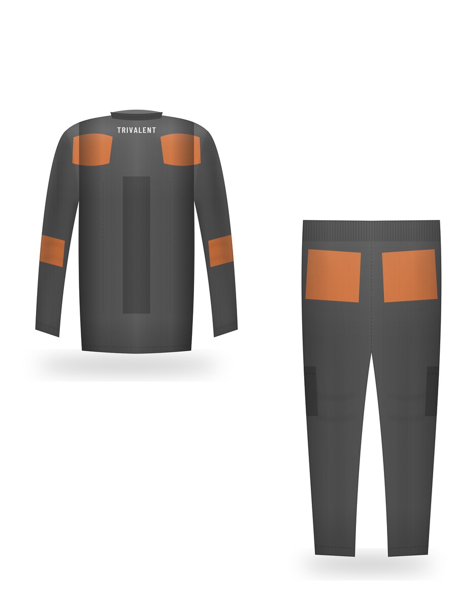 back view of custom paintball uniforms manufactured by Trivalent Industry