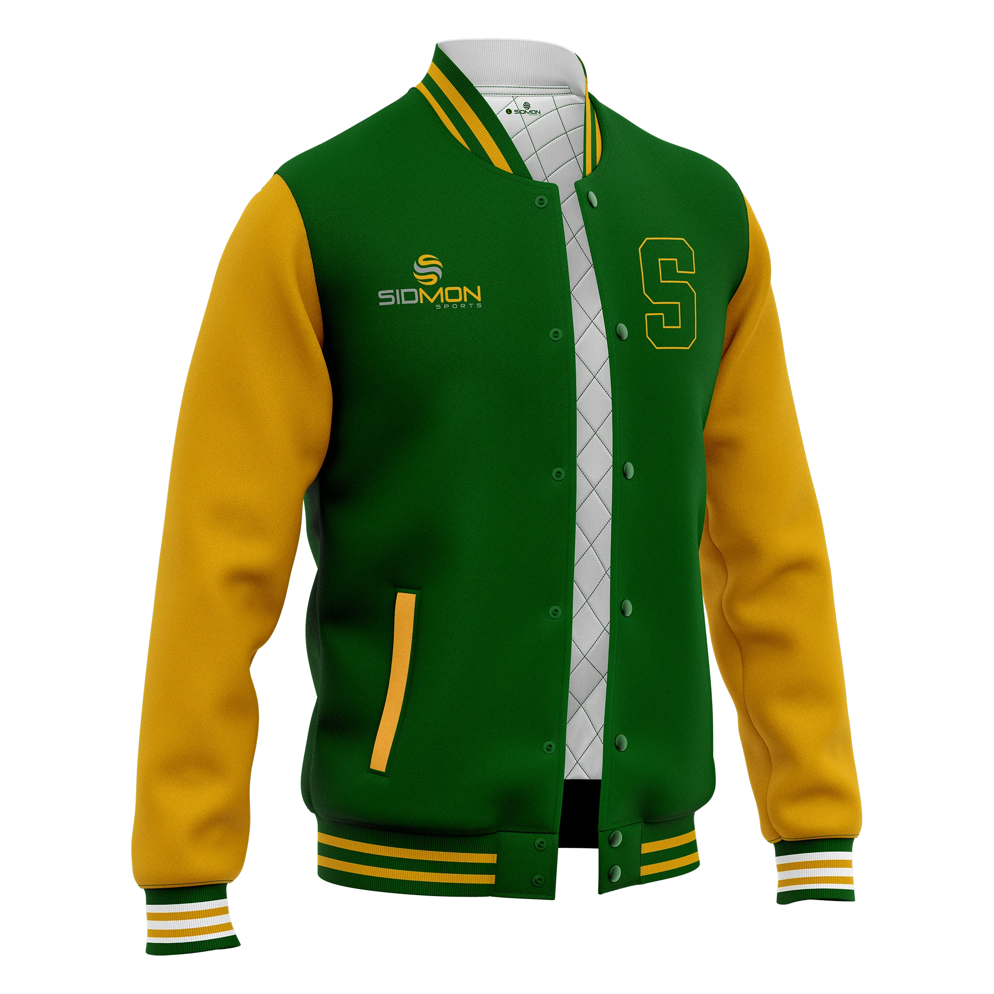 Custom varsity jacket — product render