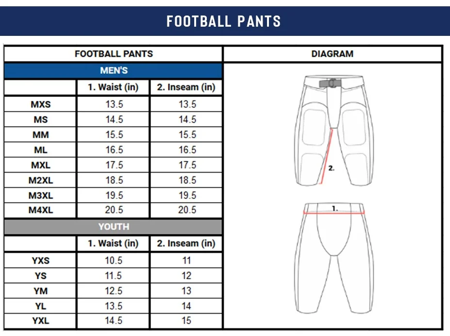 PANTS size chart